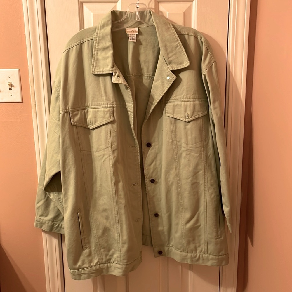 🔥 Vintage Plus size 90s Hunters Run Pastel Green Boyfriend Denim Jacket 🌸